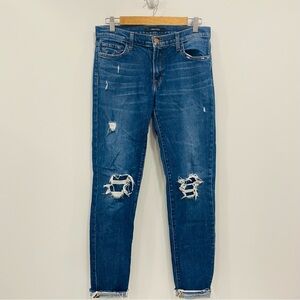 J BRAND 27 Ellis Villain Distressed Ripped Blue Denim Jeans Boho Grunge Thrashed